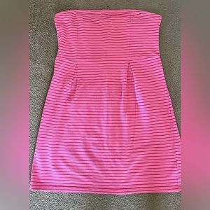 Strapless pink striped dress